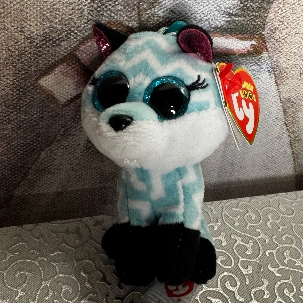 Ty Beanie Boos Atlas the Aqua Fox Clip-on Plastic Keychain NWT